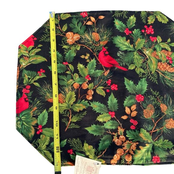 Sewphisticated Handcrafts 6 black Christmas placemats red cardinal bird 16x13 - Picture 4 of 7